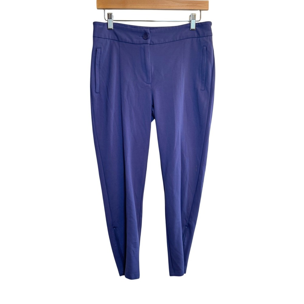 Betabrand Dress Pant Yoga Pants Womens Medium Petite Periwinkle Blue Ankle Zip